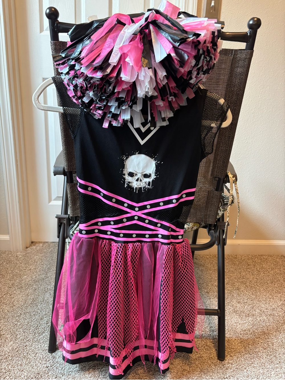 Spirit Kids Black and Pink Skull Cheerleader Costume